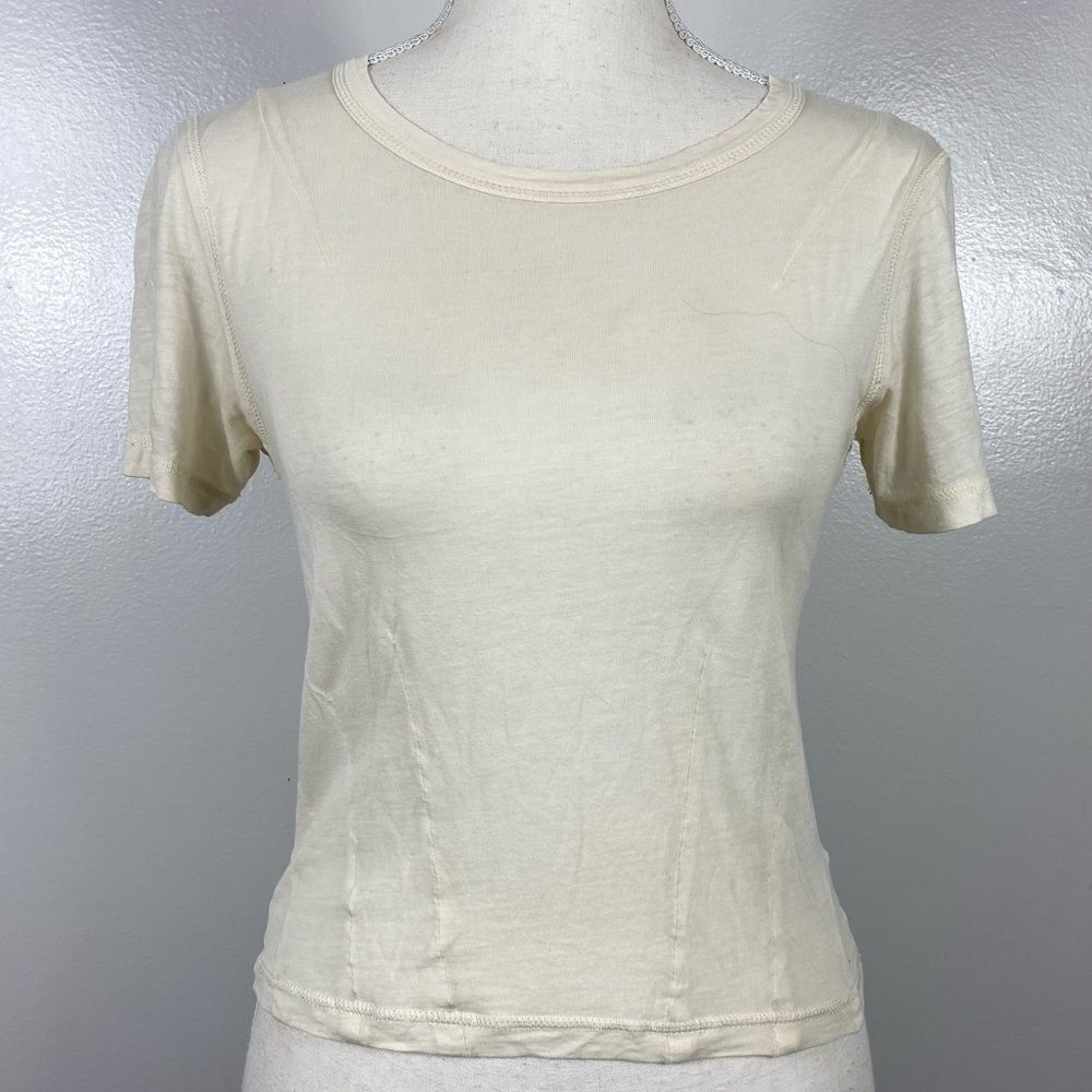 Ksubi fitted crop tee ivory sz M